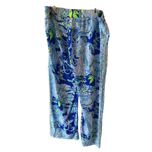 Lilly Pulitzer Bal Harbour Palazzo Pants Sea Sirens Blue Current Sz XL - Picture 6 of 13